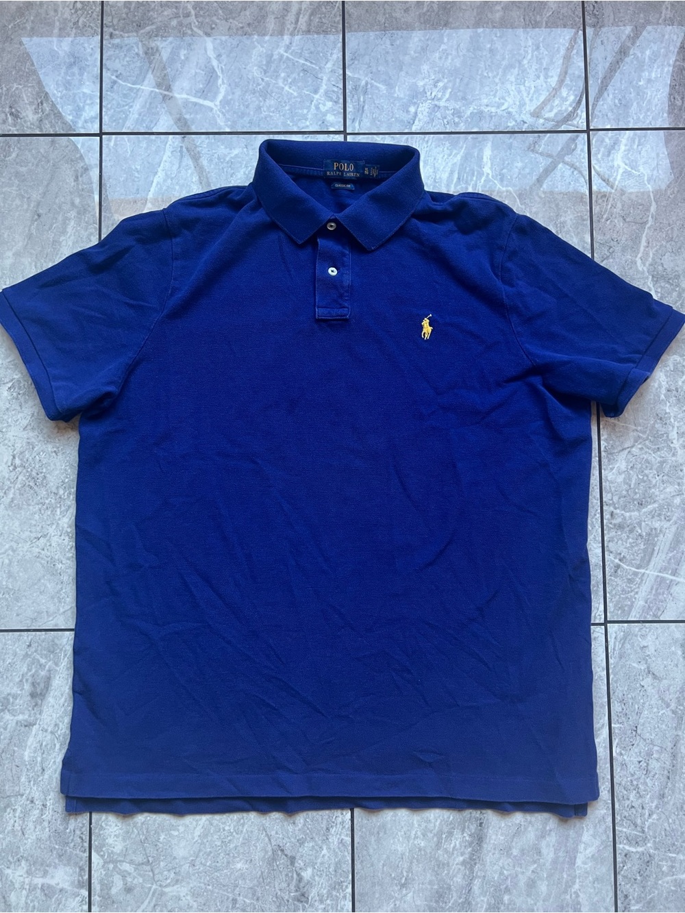Polo Ralph Lauren Mens Royal Blue Cotton Yellow Pony Embroidered Preppy Polo XL